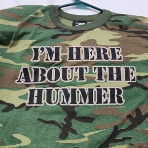 Men Rothco Camouflage T Shirt Woodland Camo Casual Tee I'm Here About the Hummer